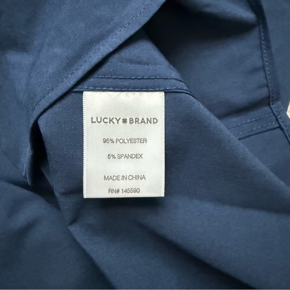 Lucky Brand Men Deep Blue Dress Shirt Sz L - Picture 4 of 9